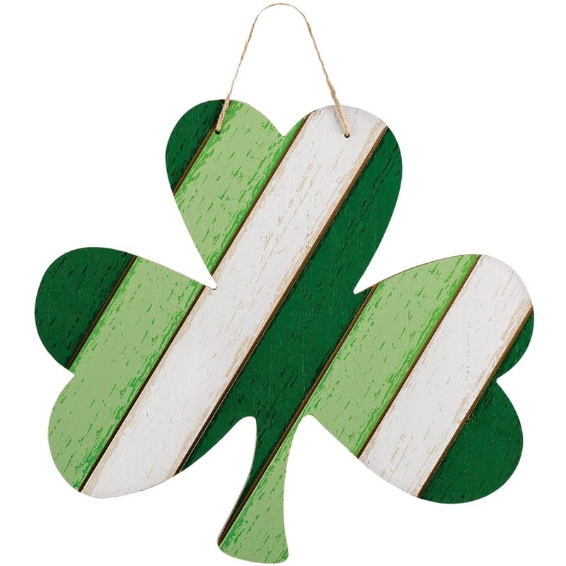 Amscan Vibrant Green Shamrock Hanging MDF Sign with Rope Hanger (13" x 14") - 1 Pc. - Perfect for Irish-Themed Decor, Parties & Celebrations - Image 1